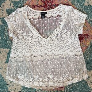 Rue21 White Lace Floral Top